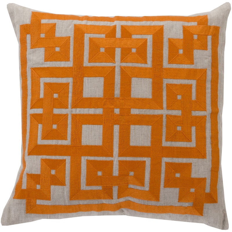 Decorative Felipe Geometric Feather and Down or Polyester Filled 18-inch Throw Pillow