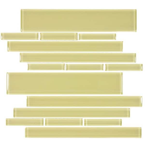 slide 1 of 1, Chartreuse Club 7.81 square Foot Glass Piano Tiles (Case of 11 sheets)