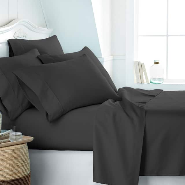 Soft Essentials Ultra-soft 6-piece Deep Pocket Bed Sheet Set - California King - Black