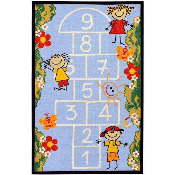 Ottomanson Hopscotch Kids Rug Light Blue Children S