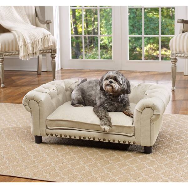 Shop Melbourne Linen Tufted Pet Sofa Free Shipping Today