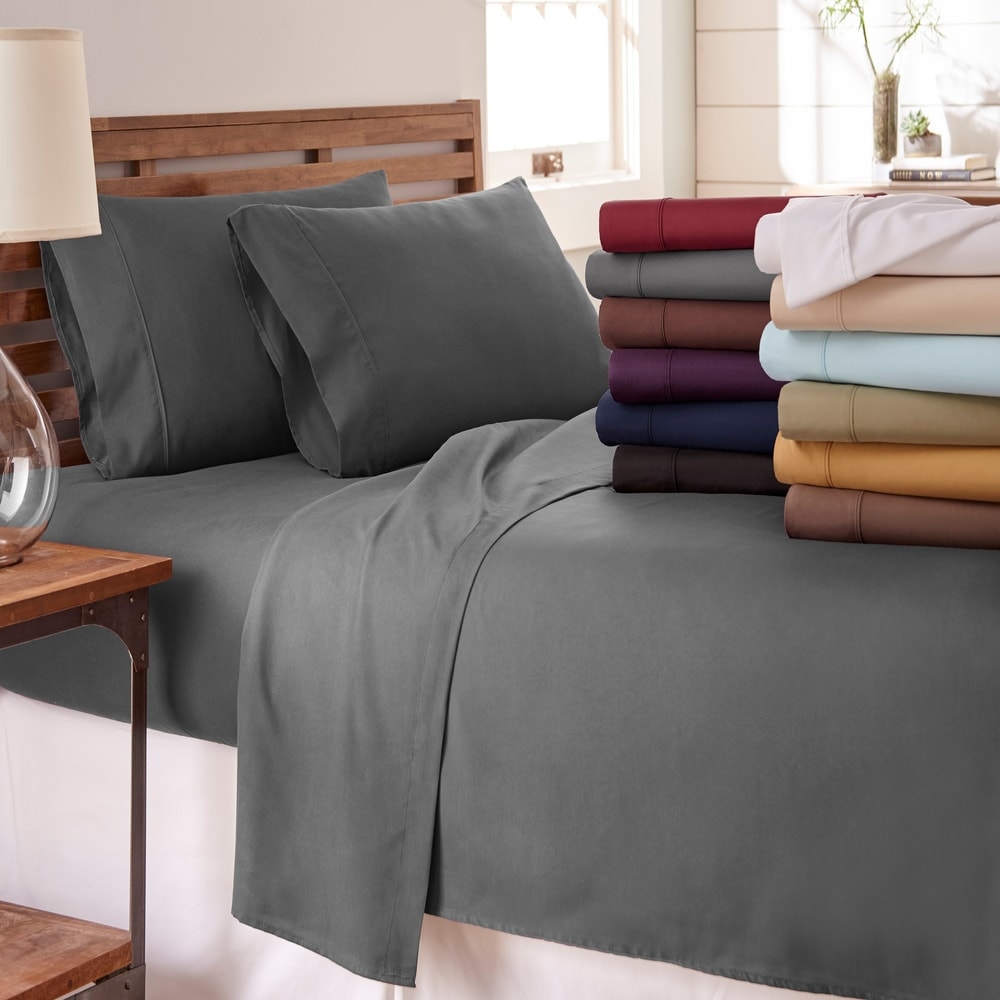 DeaLuxe Bedding 21” Queen Size Deep Pocket Fitted Sheet Only - Queen XL  Sheets for Thick Mattress Pillow Top Air Mattress 18-20 Inch - Medium Grey
