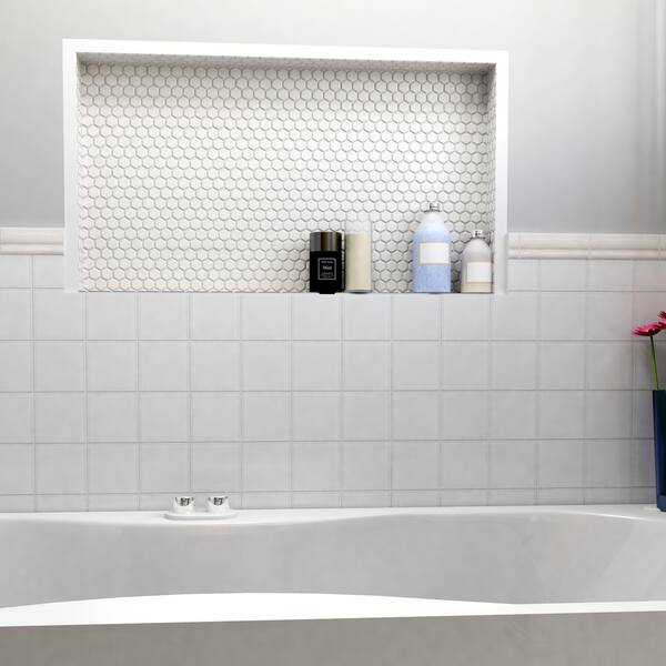 Somertile 7 75x7 75 Inch Lilium White Ceramic Floor And Wall X7 75 Inch Lilium White Ceramic Floor