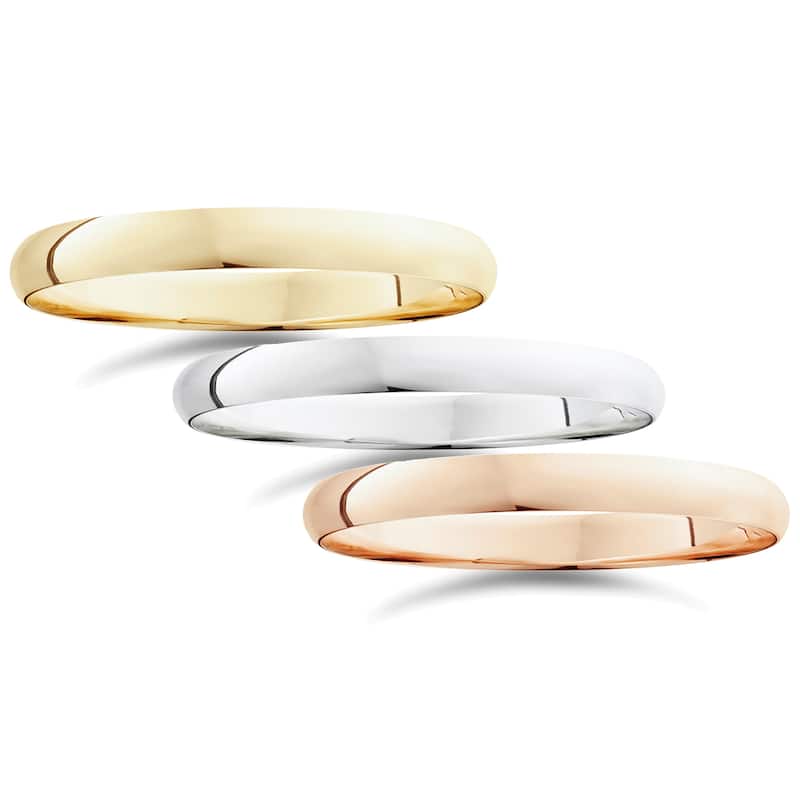 14k Gold 3mm Plain Wedding Band - 4 - White