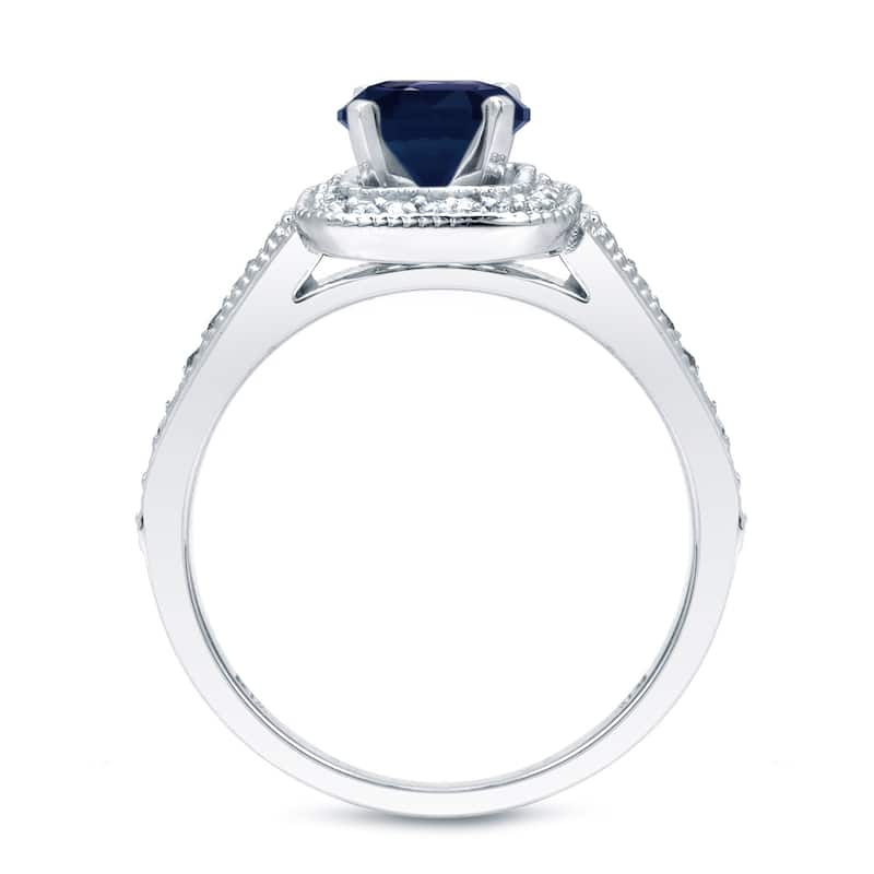 Auriya 14k Gold 2/5ct Blue Sapphire and 3/5ctw Diamond Engagement Ring Set