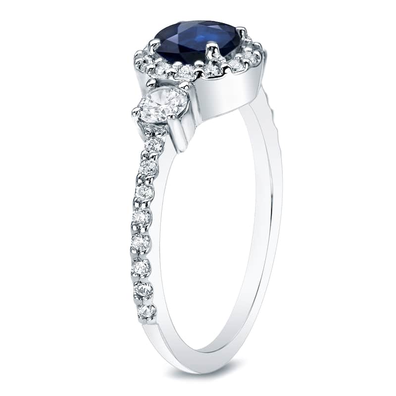 Auriya 3-Stone 1/4ct Sapphire and 1/2ctw Diamond Engagement Ring 14K Gold