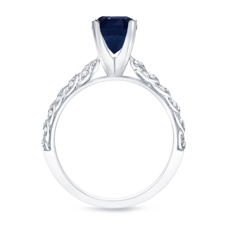 Auriya Twisted Rope Style 3/4ct Blue Sapphire and 1/2ct TDW Diamond Engagement Ring 14k Gold