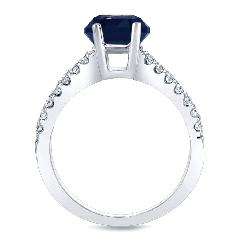 Auriya Modern Round 3/5ct Blue Sapphire and 2/5ct TDW Diamond Engagement Ring 14K Gold
