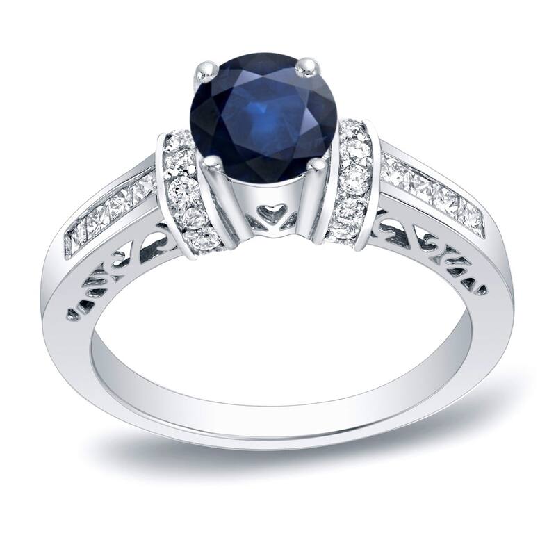 Auriya 1/2ct Sapphire and 3/4ctw Diamond Engagement Ring 14k Gold - 4 - White