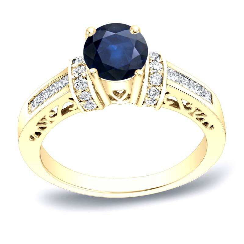Auriya 1/2ct Sapphire and 3/4ctw Diamond Engagement Ring 14k Gold - 4 - Yellow