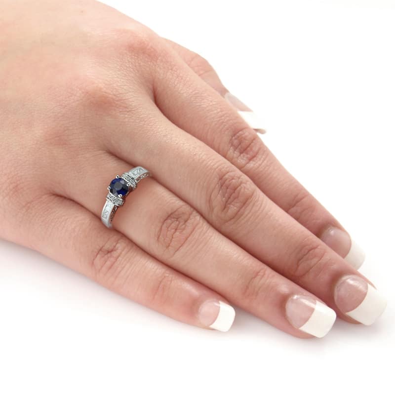 Auriya 1/2ct Sapphire and 3/4ctw Diamond Engagement Ring 14k Gold