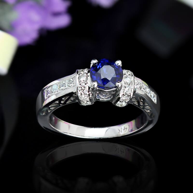 Auriya 1/2ct Sapphire and 3/4ctw Diamond Engagement Ring 14k Gold