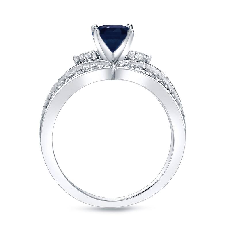 Auriya Modern 1/2ct Blue Sapphire and 3/4ct TDW 3-Stone Diamond Engagement Ring 14k Gold (H-I, SI1-SI2)