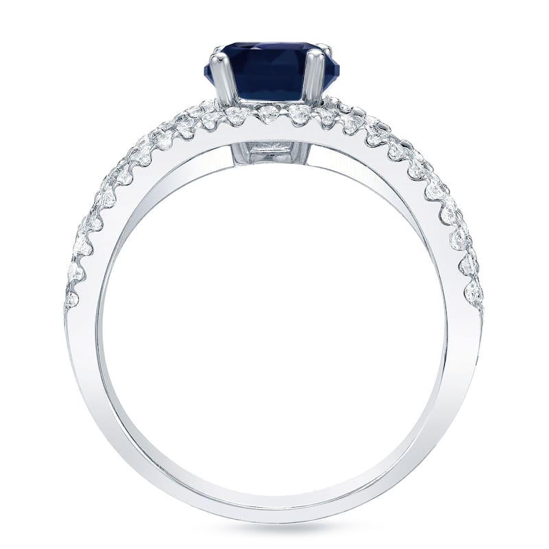 Auriya Modern Round 1/3ct Blue Sapphire and 3/4ct TDW Diamond Engagement Ring 14K Gold