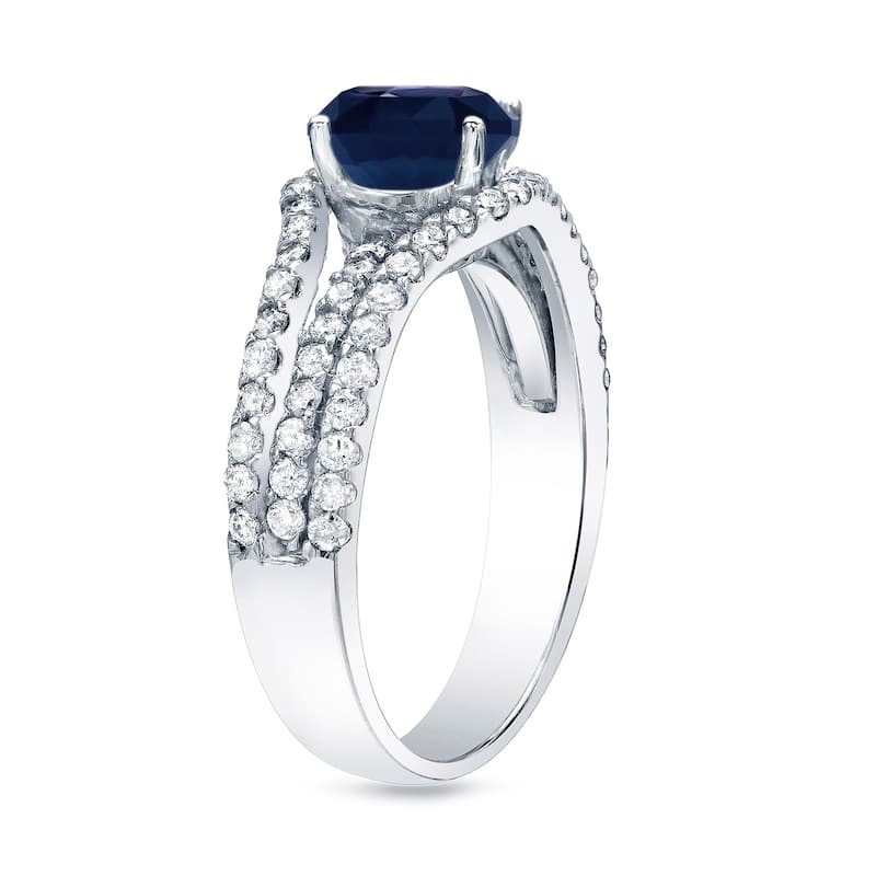 Auriya Modern Round 1/3ct Blue Sapphire and 3/4ct TDW Diamond Engagement Ring 14K Gold