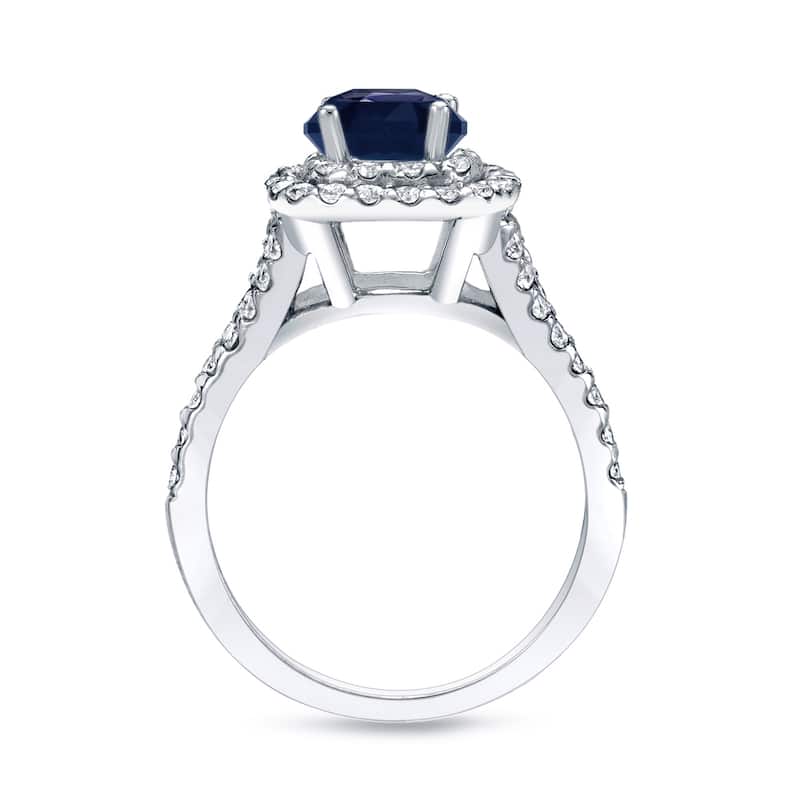 Auriya 14k Gold 1/2ct Cushion-cut Sapphire and Diamond Halo Engagement Ring 3/4ctw (H-I, SI1-SI2)