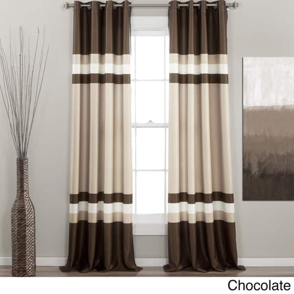 Lush Decor Alexander Stripe Light Filtering Curtains, 52x84 Inches, Navy - Set Of 2 Panels With Grommets