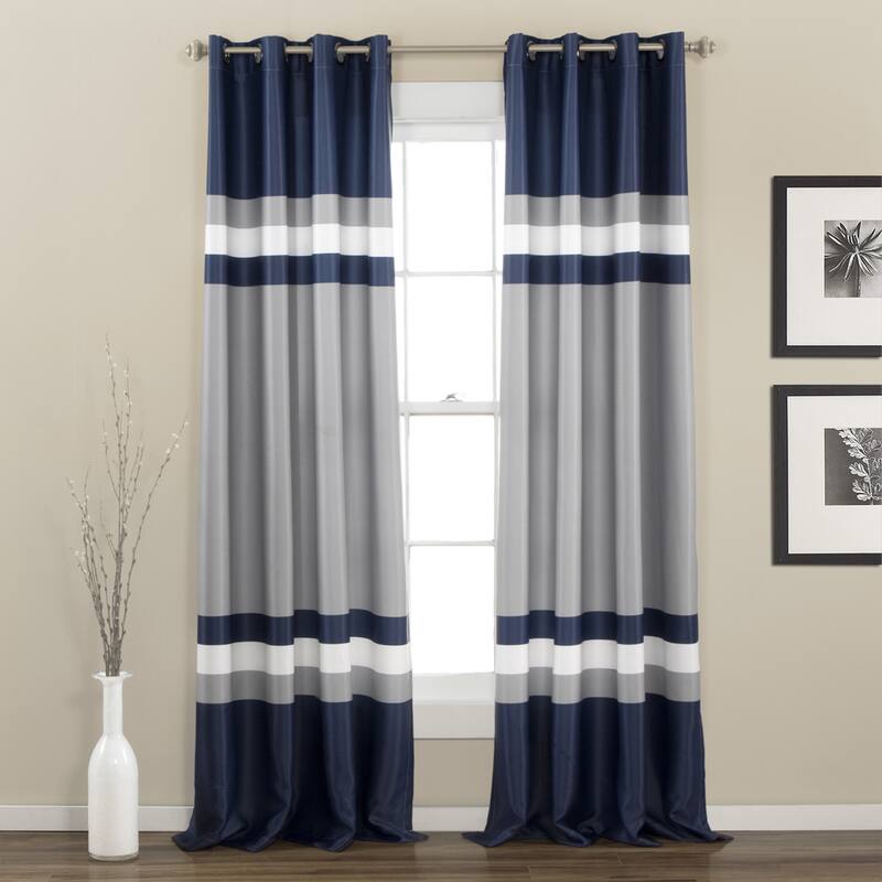 Lush Decor Alexander Stripe Light Filtering Curtain Panel Pair