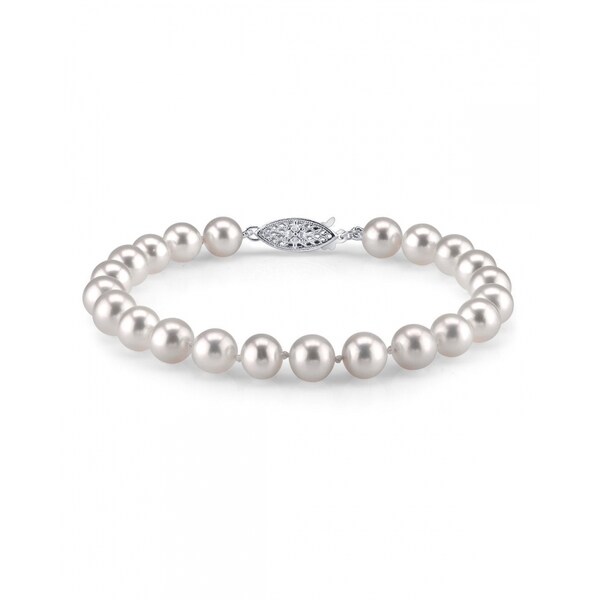 Radiance Pearl 14k Gold AAA-quality White Freshwater Pearl Bracelet (8-9mm)