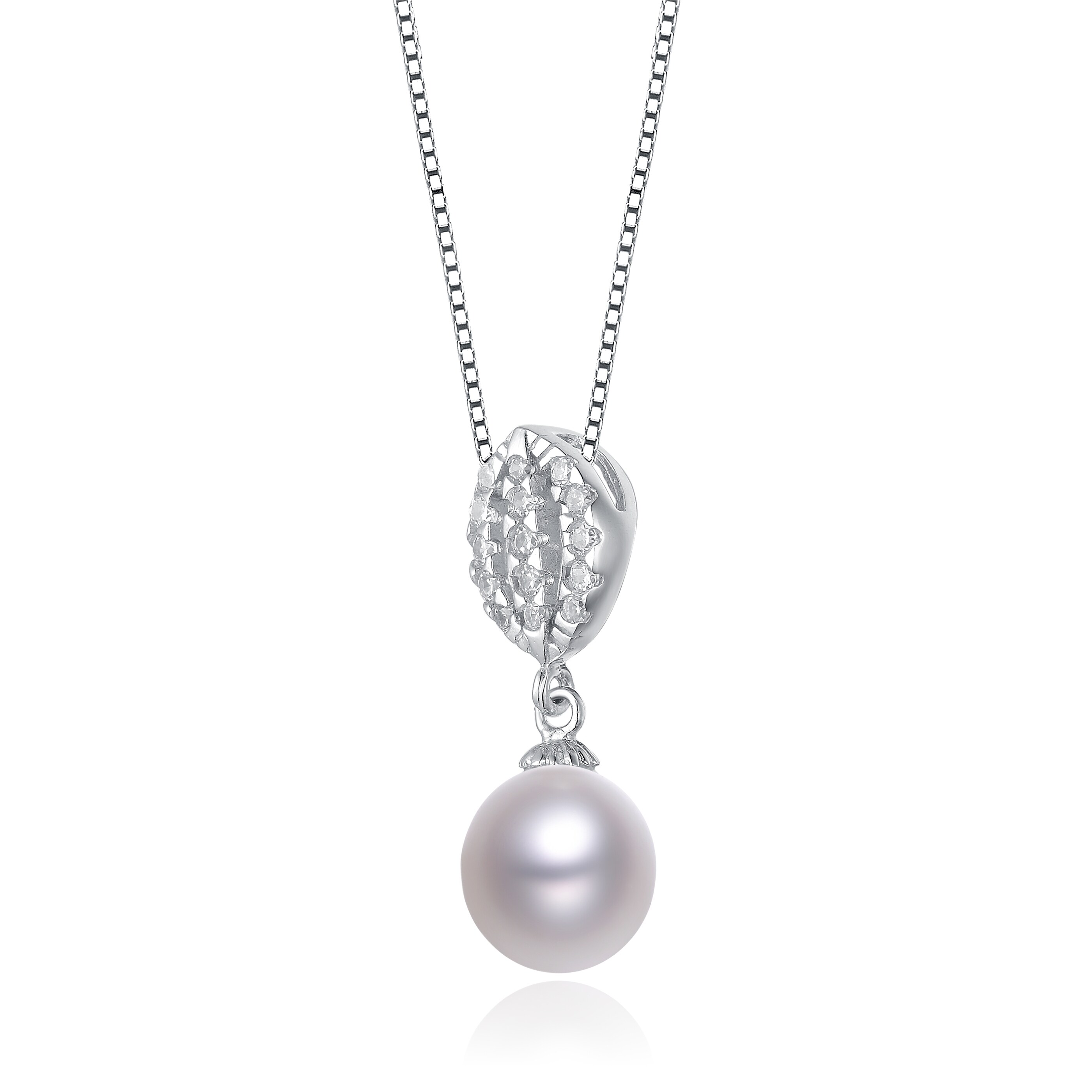 pearl drop necklace silver