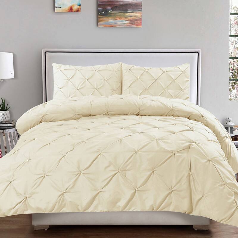 Sweet Home Collection 3 Piece Classic Pintuck Pinch Pleated Comforter Set