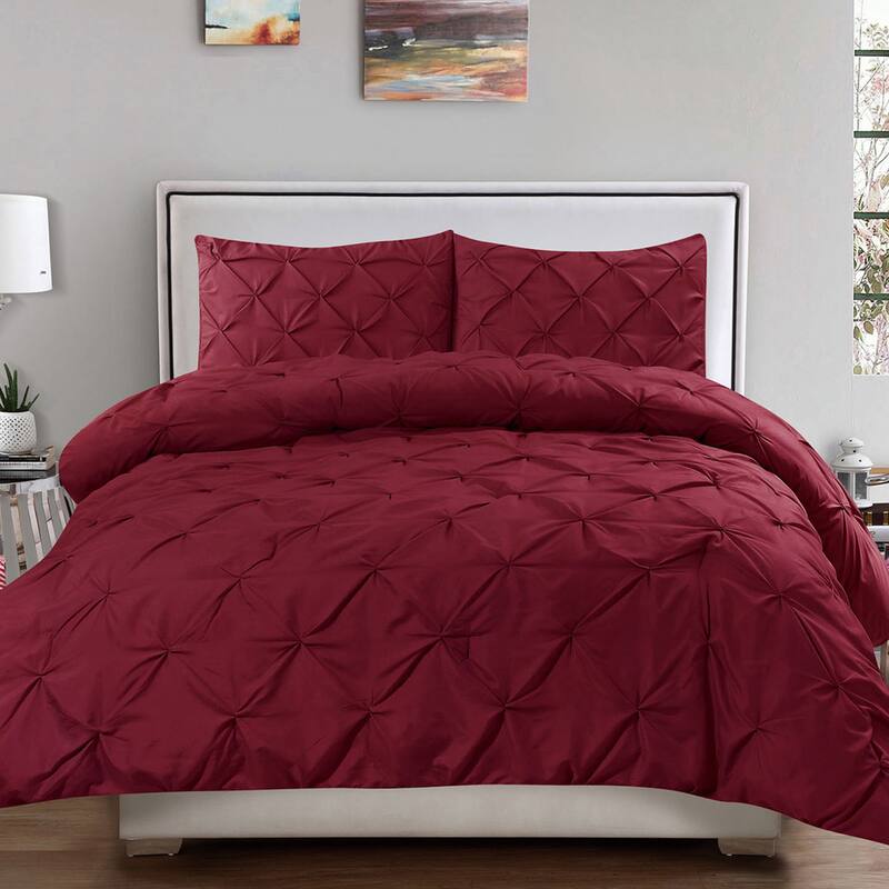 Sweet Home Collection 3 Piece Classic Pintuck Pinch Pleated Comforter Set
