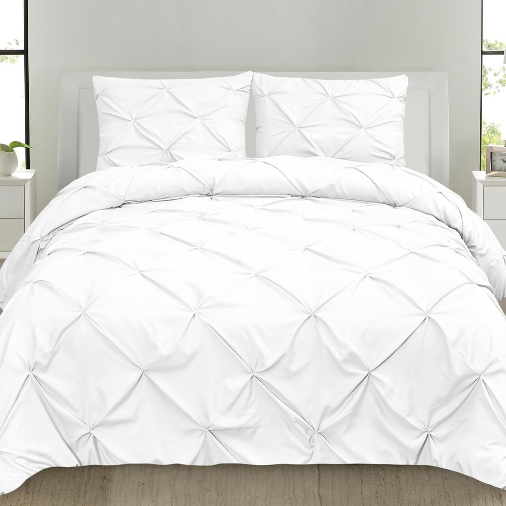 Sweet Home Collection 3 Piece Classic Pintuck Pinch Pleated Comforter Set