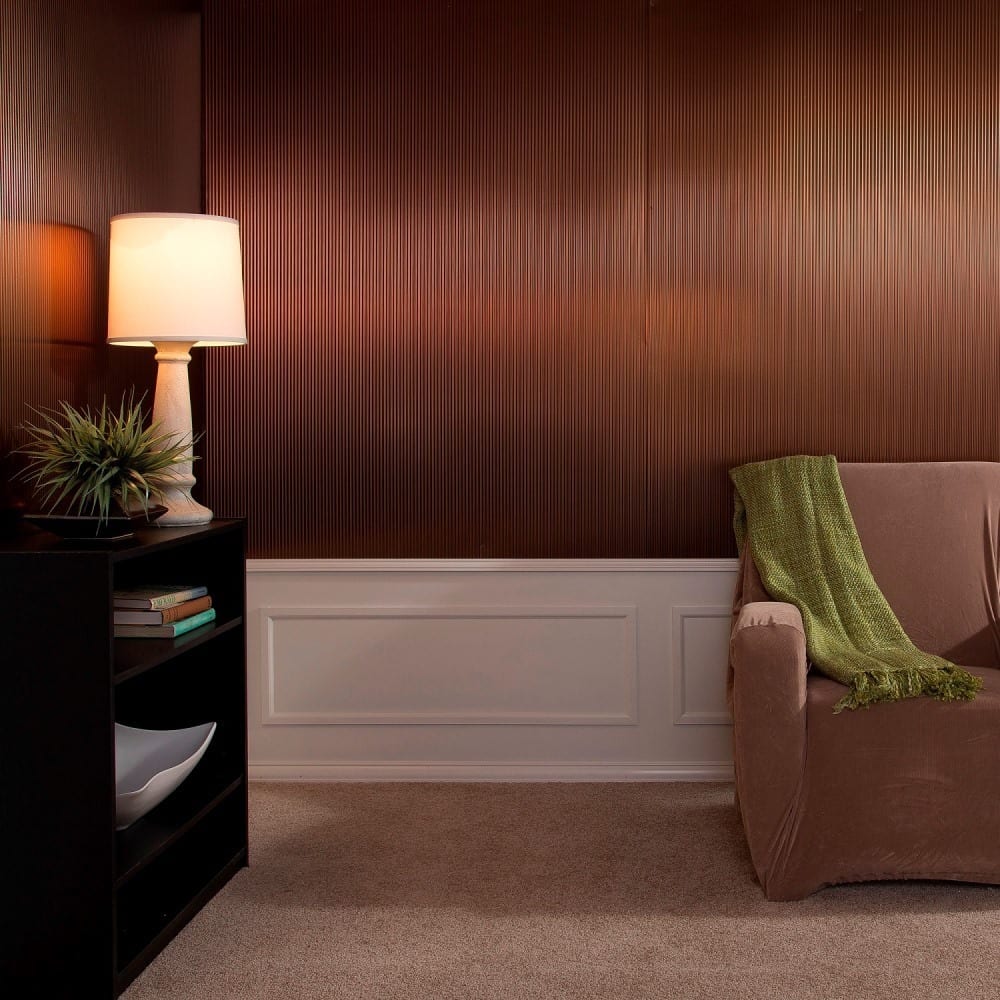 FASÄDE Rib 4-foot x 8-foot PVC Wall Panel in Oil Rubbed Bronze