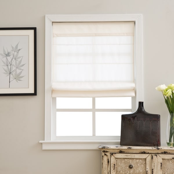 Arlo Blinds Ivory Light Filtering Cordless Lift Fabric Roman Shades