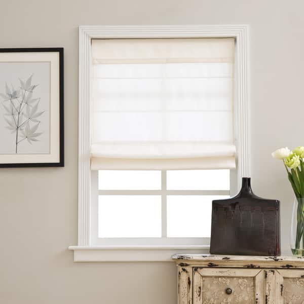 Arlo Blinds Ivory Light Filtering Cordless Lift Fabric Roman Shades On 10532634 Arlo Blinds Ivory Light Filtering