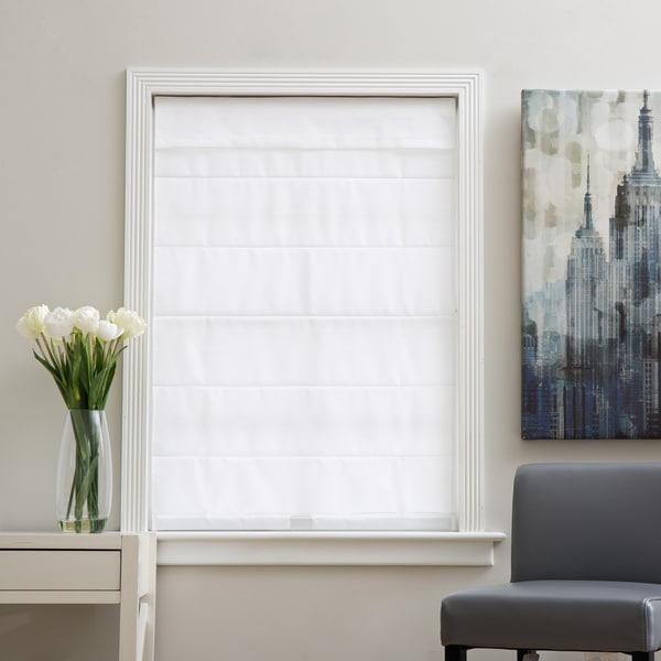 Arlo Blinds Cloud White Cordless Lift Fabric Roman Light Filtering Shade