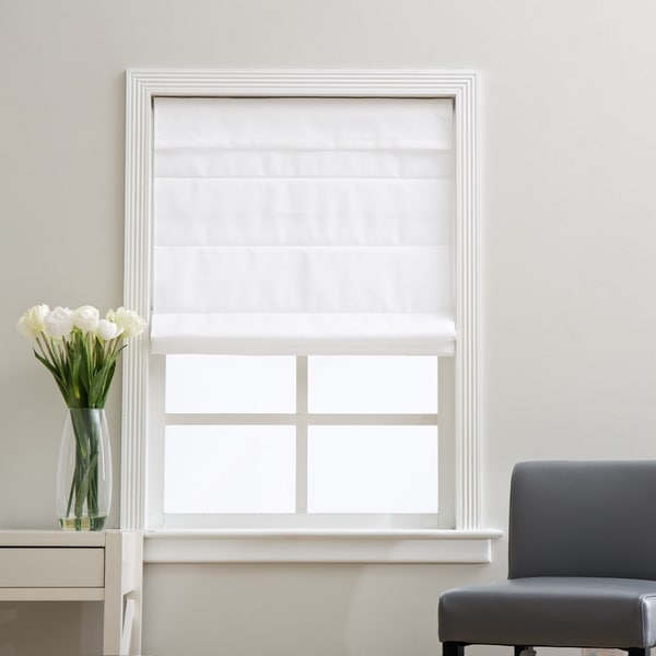 Arlo Blinds Cloud White Cordless Lift Fabric Roman Light Filtering Shades