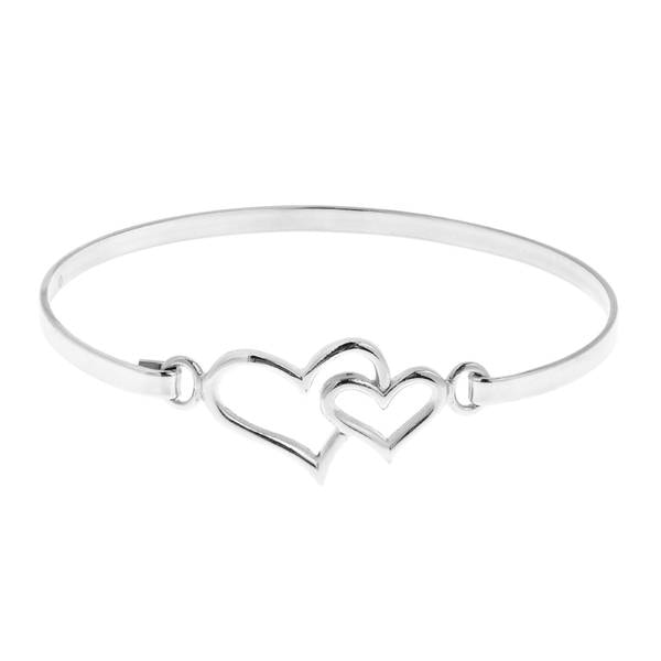 heart bangle bracelet sterling silver
