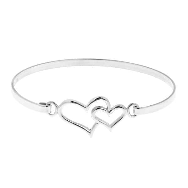 Sterling Silver Heart Bangle Bracelet 