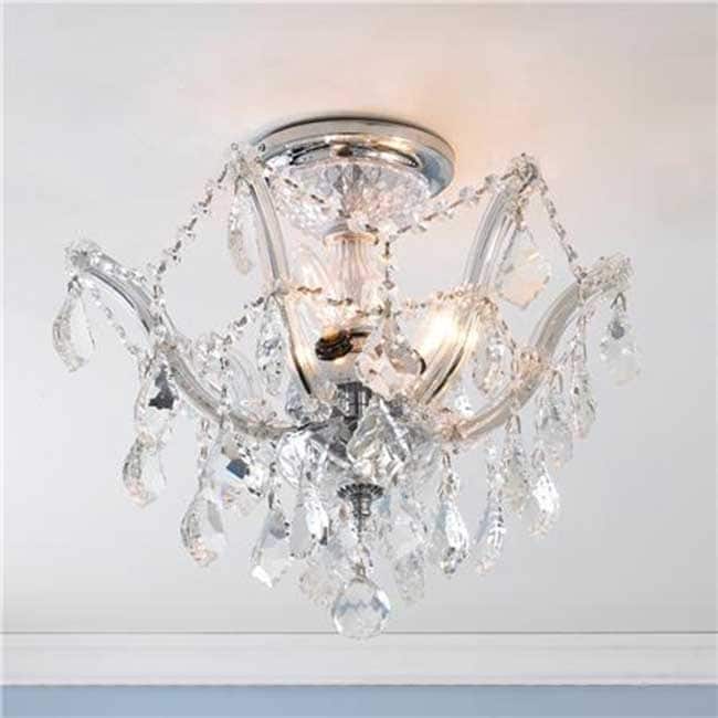 Metro Candelabra 3-light Chrome Finish Crystal Shabby Chic Luxe Ceiling Light (3 Lights Semi-Flush Mount) - Chandeliers For Bedrooms by Overstock.com