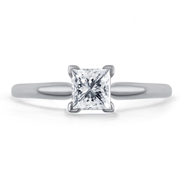 Divina 14k Gold 3/4ct TDW Princess-cut Diamond Solitaire Engagement Ring