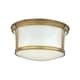 preview thumbnail 1 of 7, Hudson Valley Newport Flush 2-light Aged Brass Small Flush Mount