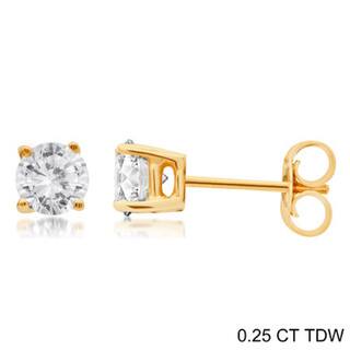 0.25ct Princess Cut Diamond Solitaire Stud Earrings 14k White Gold Finish
