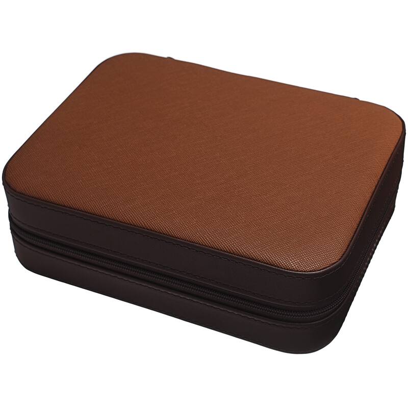 Brown Leatherette Four-Slot Watch Box/Travel Case