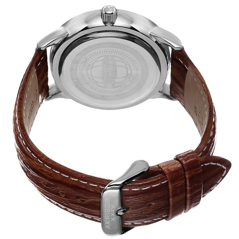 Akribos XXIV Men's Quartz Multifunction Leather Brown Strap Watch