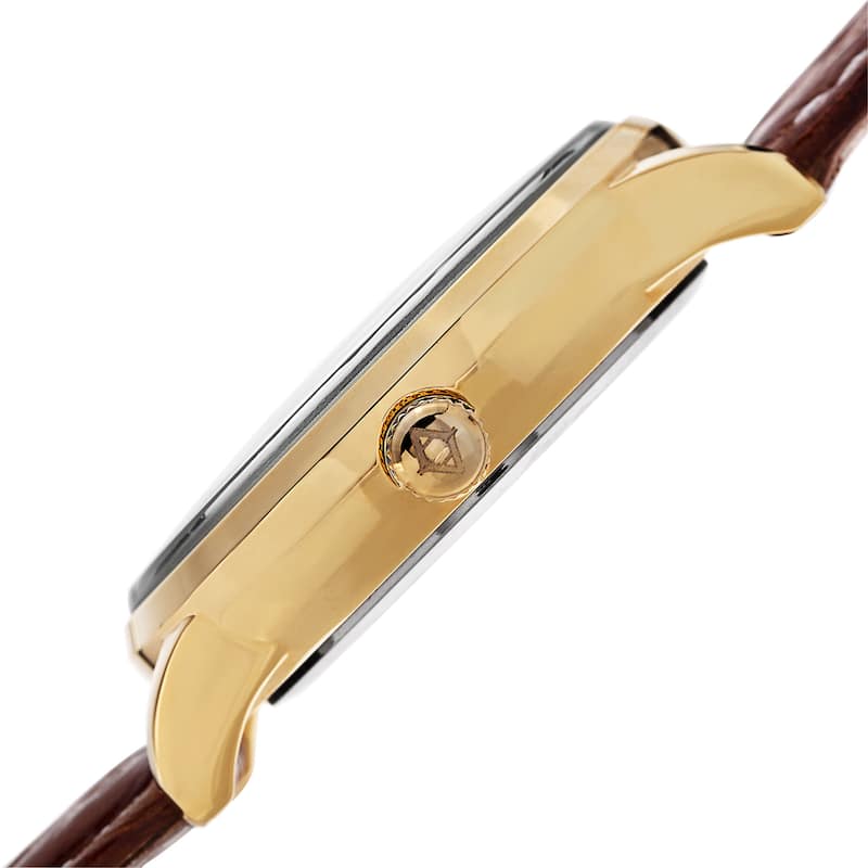 Akribos XXIV Men's Quartz Multifunction Leather Gold-Tone Strap Watch - GOLD
