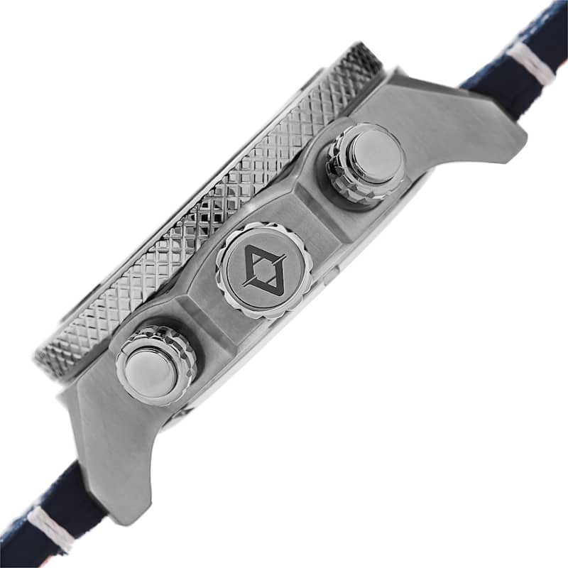 Akribos XXIV Men's Quartz Chronograph Leather Silver-Tone Strap Watch - BLue