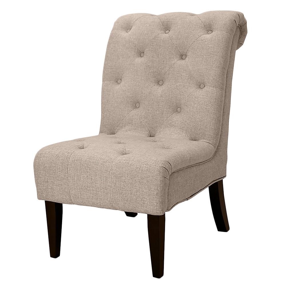 Dorothy Beige Tufted Upholstered Armless Chair