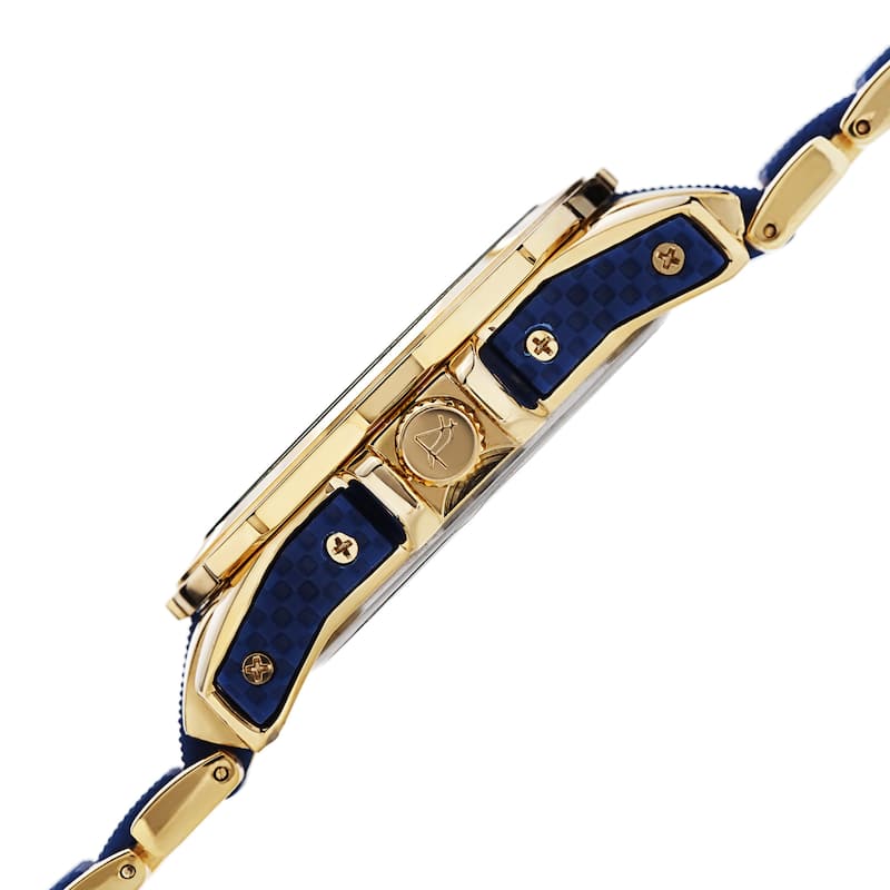 August Steiner Men's Quartz Multifunction Gold-Tone Bracelet Watch - BLue