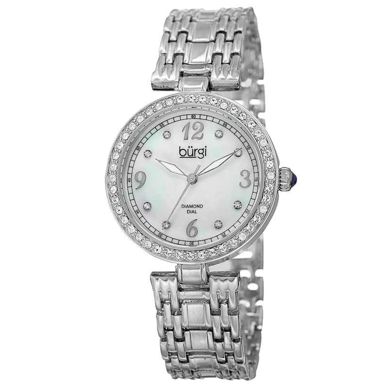 Burgi Women's Quartz Dial Swarovski Accented Bezel Bracelet Watch