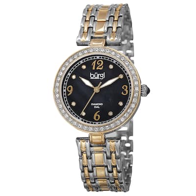 Burgi Women's Quartz Dial Swarovski Accented Bezel Bracelet Watch