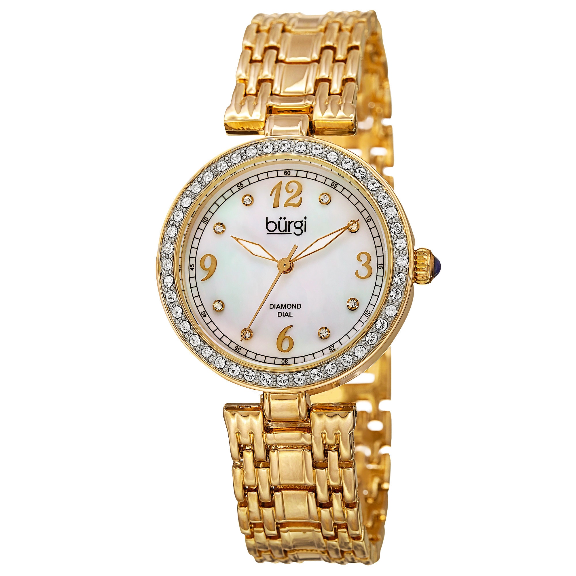 Burgi Women's Quartz Dial Swarovski Accented Bezel Bracelet Watch