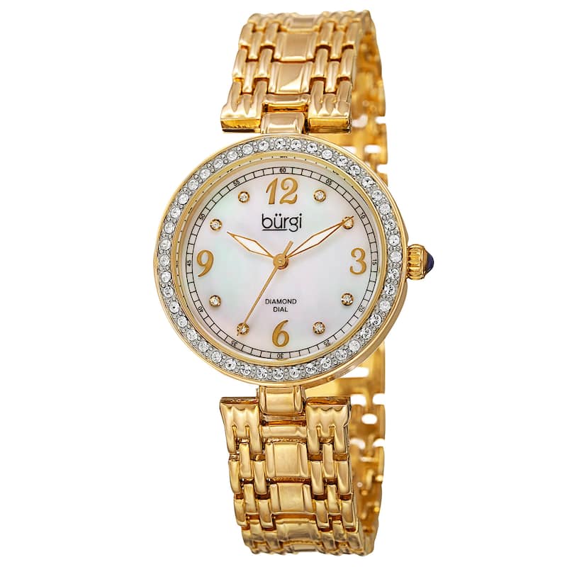 Burgi Women's Quartz Dial Swarovski Accented Bezel Bracelet Watch