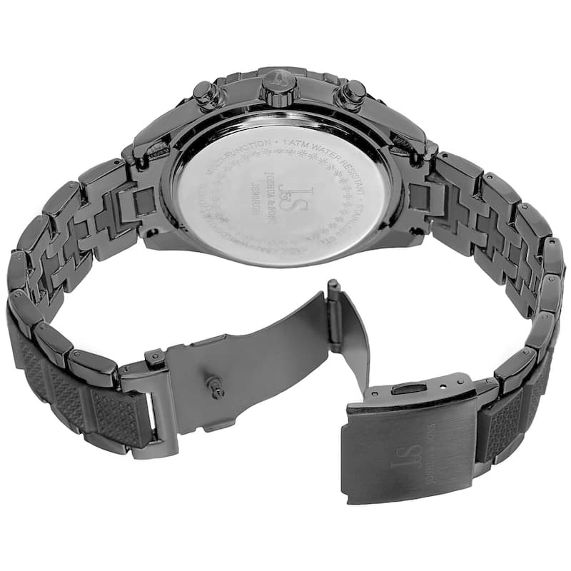 Joshua & Sons Men's Swiss Quartz Multifunction Dual-Time Black Bracelet Watch