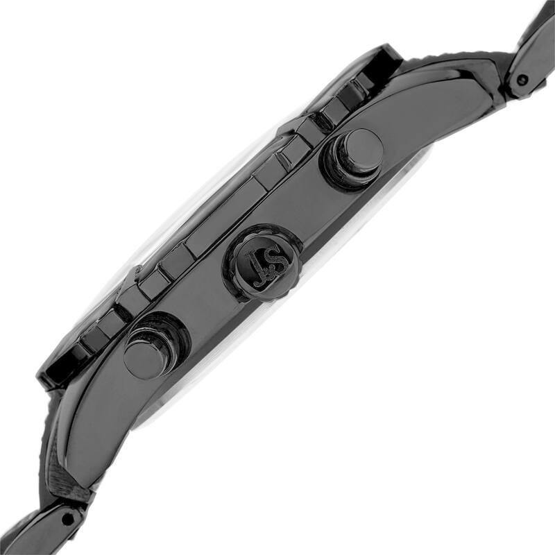 Joshua & Sons Men's Swiss Quartz Multifunction Dual-Time Black Bracelet Watch